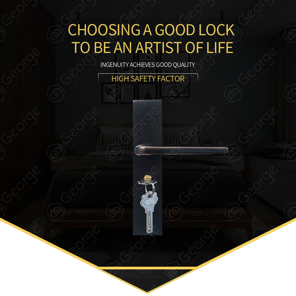 B modern minimalist design zinc alloy door handle black interior wooden  door lock 10